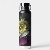 Bouteille D'eau Fleur fractale grise de pourpre moderne abstraite (Arrière)