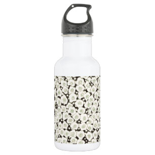 Bouteille D'eau Fleur japonaise vintage 1902 : Fleur noire et blan