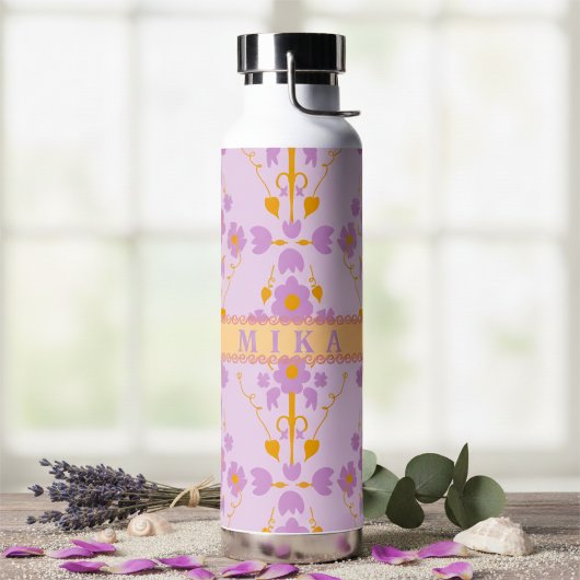 Bouteille D'eau Fleur Moderne Violet Et Lilas