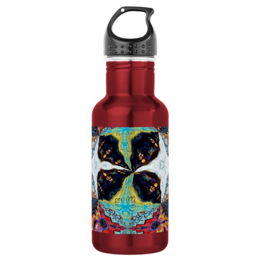 Bouteille d'eau Fleur Noire Abstraite (Devant)