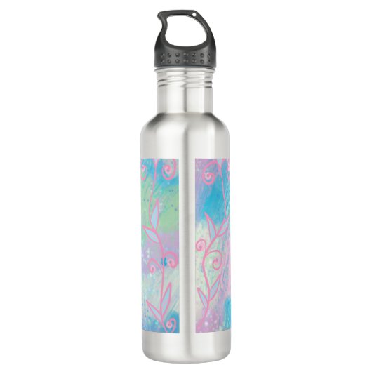 Bouteille D'eau Fleur Pastel à main mignonne (Dos)