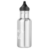 Bouteille D'eau Fleur Retro Script blanc sur gris (Droite)