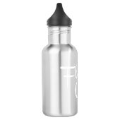 Bouteille D'eau Fleur Retro Script blanc sur gris (Gauche)