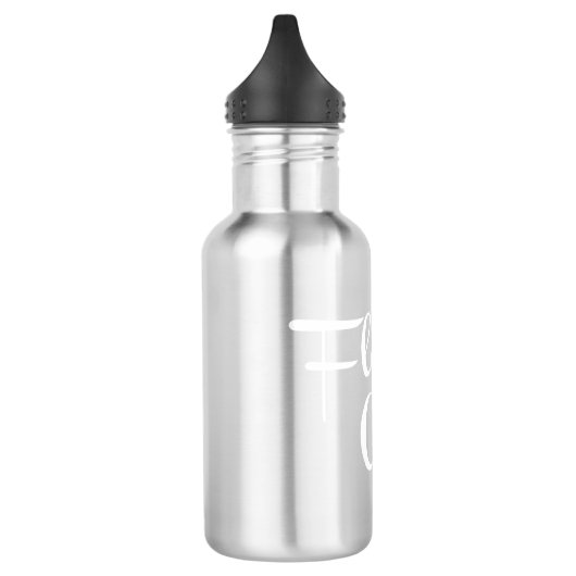 Bouteille D'eau Fleur Retro Script blanc sur gris (Gauche)