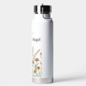 Bouteille d'eau Fleur Sauvage Boho avec nom person (Gym)