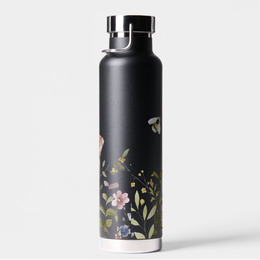 Bouteille D'eau Fleur sauvage Floral Bumble Bee | Monogramme (Plage)