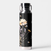 Bouteille D'eau Fleur sauvage noir jaune 50 fabuleux anniversaire (Avant)