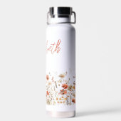 Bouteille D'eau Fleur sauvage orange aquarelle (Arrière)