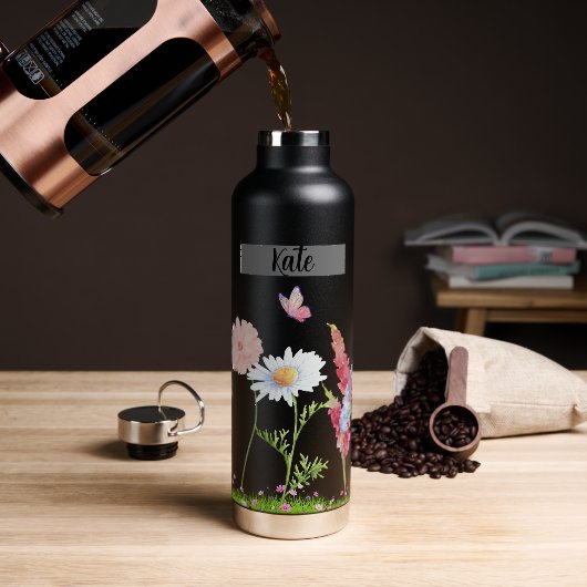 Bouteille D'eau Fleur sauvage personnalisable (Café)