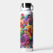 Bouteille D'eau Fleurs arc-en-ciel avec papillons (Arrière)