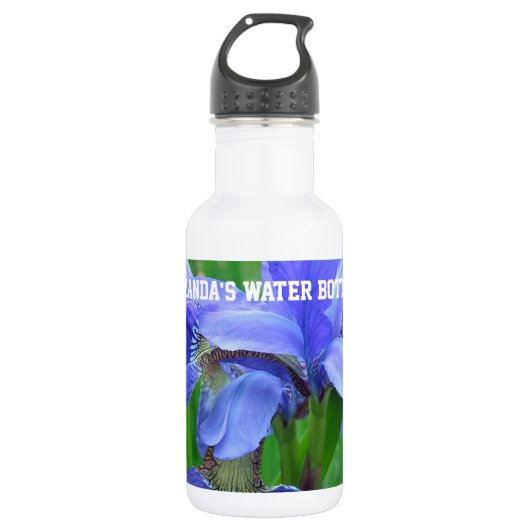 Bouteille D'eau Fleurs bleu Iris (Devant)