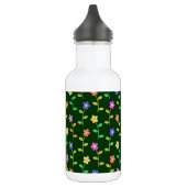 Bouteille D'eau Fleurs Colorées, Fond Vert, Noir (Gauche)