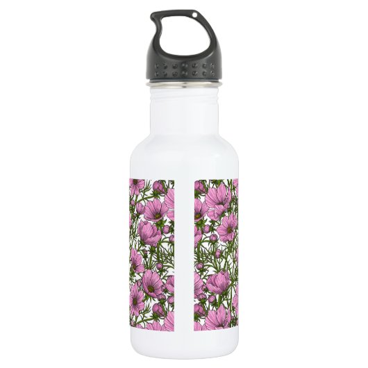 Bouteille D'eau Fleurs Cosmos roses (Dos)