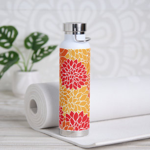 Bouteille D'eau Fleurs Dahlia, Motif De Fleurs, Dahlia Orange