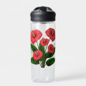 Bouteille D'eau Fleurs d'anthurium rouges avec des feuilles vertes (Extérieur)