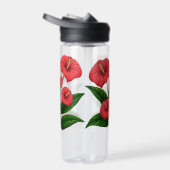 Bouteille D'eau Fleurs d'anthurium rouges avec des feuilles vertes (Droite)