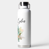 Bouteille D'eau Fleurs d'aquarelle avec nom (Plage)