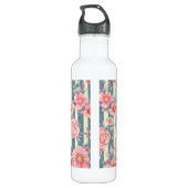 Bouteille D'eau Fleurs d'aquarelle rose sur bandes (Dos)