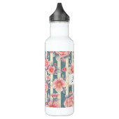Bouteille D'eau Fleurs d'aquarelle rose sur bandes (Gauche)