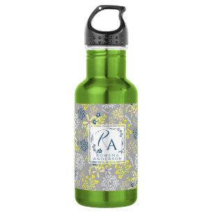 Bouteille D'eau Fleurs de bouquet minuscules lavande gris