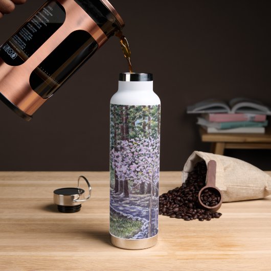 Bouteille D'eau Fleurs de cerisier et séquoias (Café (pivoté))