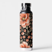 Bouteille D'eau Fleurs de corail sur noir (Plage)