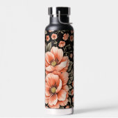 Bouteille D'eau Fleurs de corail sur noir (Gauche)
