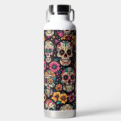 Bouteille D'eau Fleurs de Crâne de Sucre (Avant)