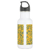 Bouteille D'eau Fleurs de gribouillis en bleu et jaune (Dos)