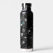 Bouteille D'eau Fleurs de parties scintillant Turquoises et noires (Plage)