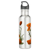 Bouteille D'eau Fleurs de pavot orange Aquarelle Flore (Dos)