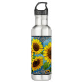 Bouteille D'eau Fleurs de soleil peintes (Devant)