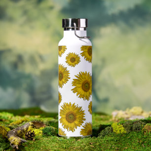 Bouteille D'eau Fleurs de soleil rayées jaunes