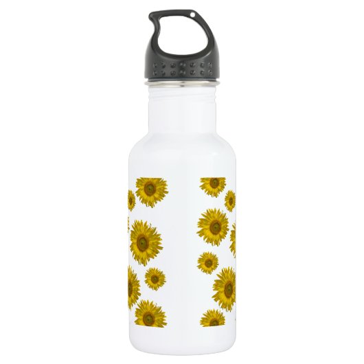 Bouteille D'eau Fleurs de soleil rayées jaunes (Dos)