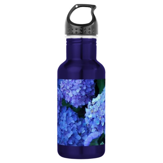 Bouteille D'eau Fleurs d'Hydrangea Bleu Floral (Devant)