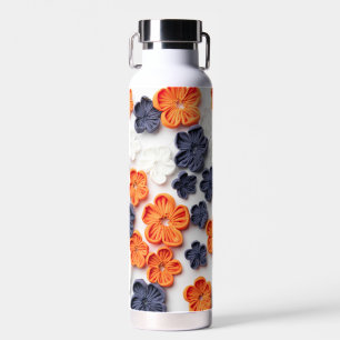 Bouteille D'eau Fleurs en tissu cousu à la main printemps orange b