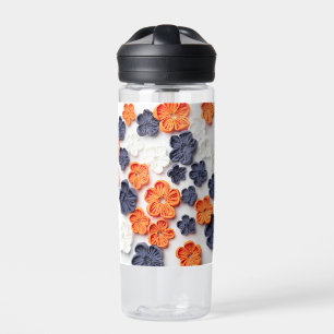 Bouteille D'eau Fleurs en tissu cousu à la main printemps orange b