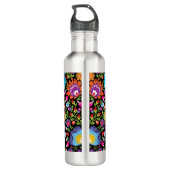 Bouteille D'eau Fleurs folkloriques Wycinanki noir (Dos)