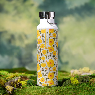 Bouteille D'eau Fleurs jaunes de prairie fleurie motif et nom