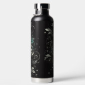 Bouteille D'eau Fleurs Noir et Sarcelle (Droite)