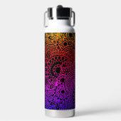 Bouteille D'eau Fleurs orange violet et fond noir (Salle de sport)