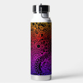 Bouteille D'eau Fleurs orange violet et fond noir (Gym)