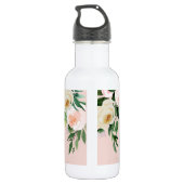 Bouteille D'eau Fleurs Pastel Rose Moderne Bonjour Et Vous Nom (Dos)