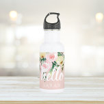 Bouteille D'eau Fleurs Pastel Rose Moderne Bonjour Et Vous Nom<br><div class="desc">Fleurs Pastel Rose Moderne Bonjour Et Vous Nom</div>