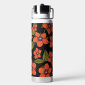 Bouteille D'eau Fleurs rouges aquarelle (Arrière)