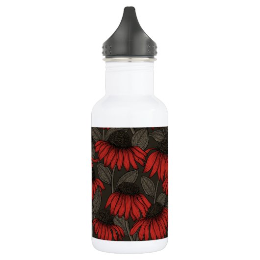 Bouteille D'eau Fleurs rouges sur marron (Gauche)