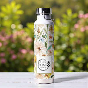 Bouteille D'eau Fleurs sauvages aquarelle rustique Ajouter un logo