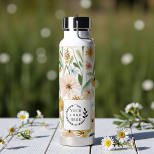 Bouteille D'eau Fleurs sauvages aquarelle rustique Ajouter un logo