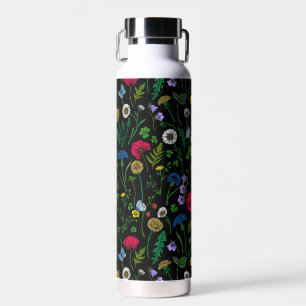 Bouteille D'eau Fleurs sauvages en noir