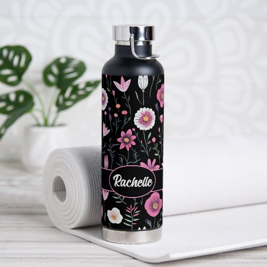 Bouteille D'eau Fleurs sauvages mignons avec nom (Yoga)